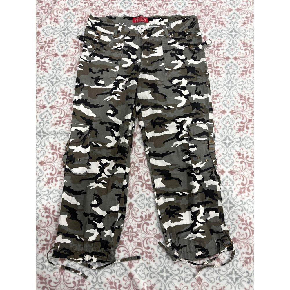Milly Jeans Camo Cargo Pants Green Black White Utility Streetwear Size 13/14